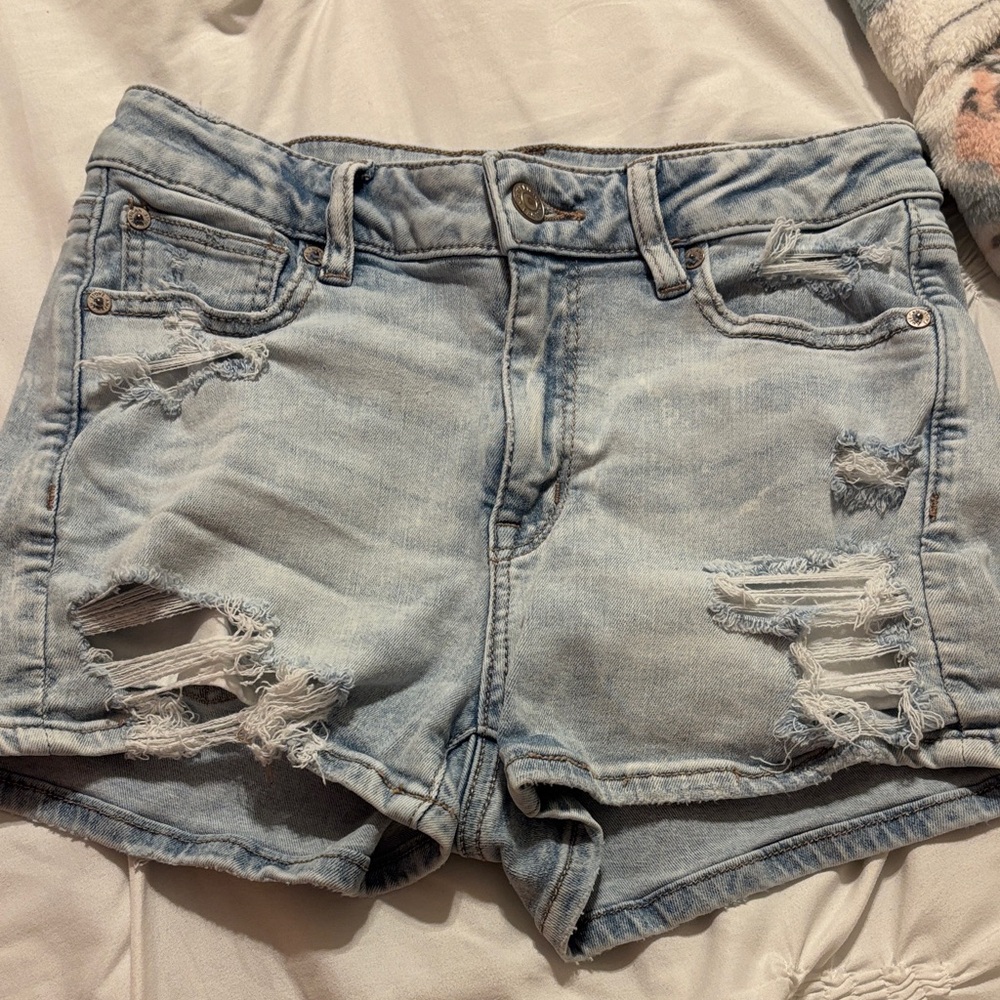 American Eagle Outfitters Light Wash Ripped Jean Shorts